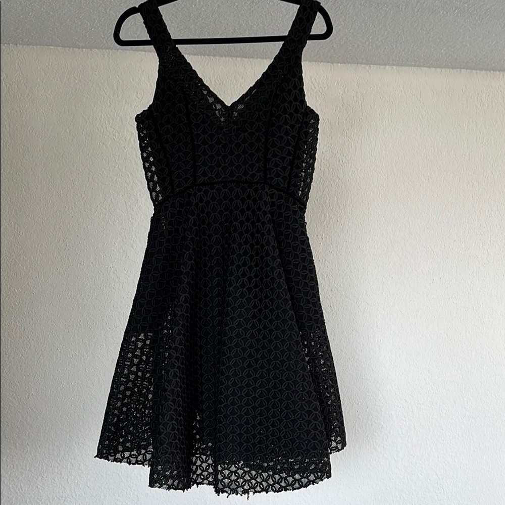Maje Black Sleeveless V-Neck A-Line Mini Dress